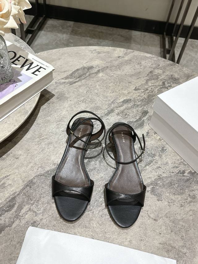 The Row 25Ss Cat-Heel Minimalist Toe-Exposed Lace-Up Sandals: So Minimalist And