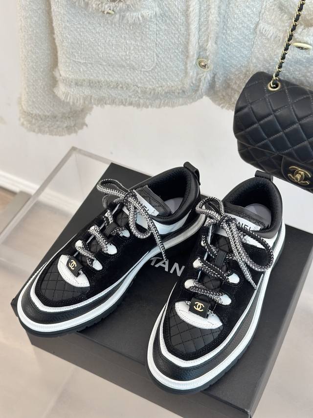 New Retro Diamond Pattern Panda Lace-Up Casual Shoes. Top-Tier Version A Must-Ha
