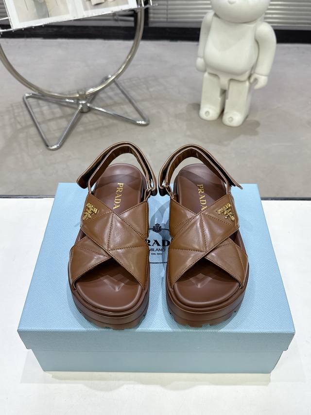 Prada 2025 Spring/Summer Bestselling Sandal Series Thick-Soled Double-Strap Sand