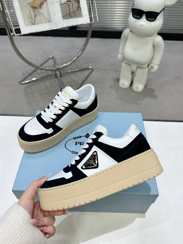 Prada Latest Downtown Bold Series Thick-Soled Platform Shoes With Triangle Logo
