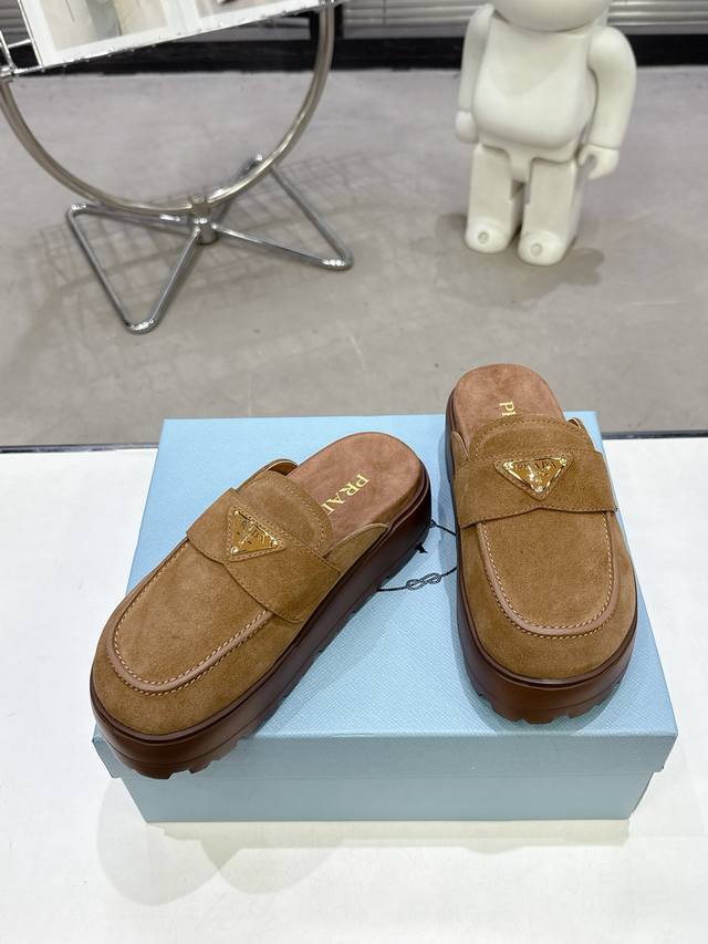 Prada 2025 Spring/Summer Bestselling Sandal Series Thick-Soled Triangle Buckle S