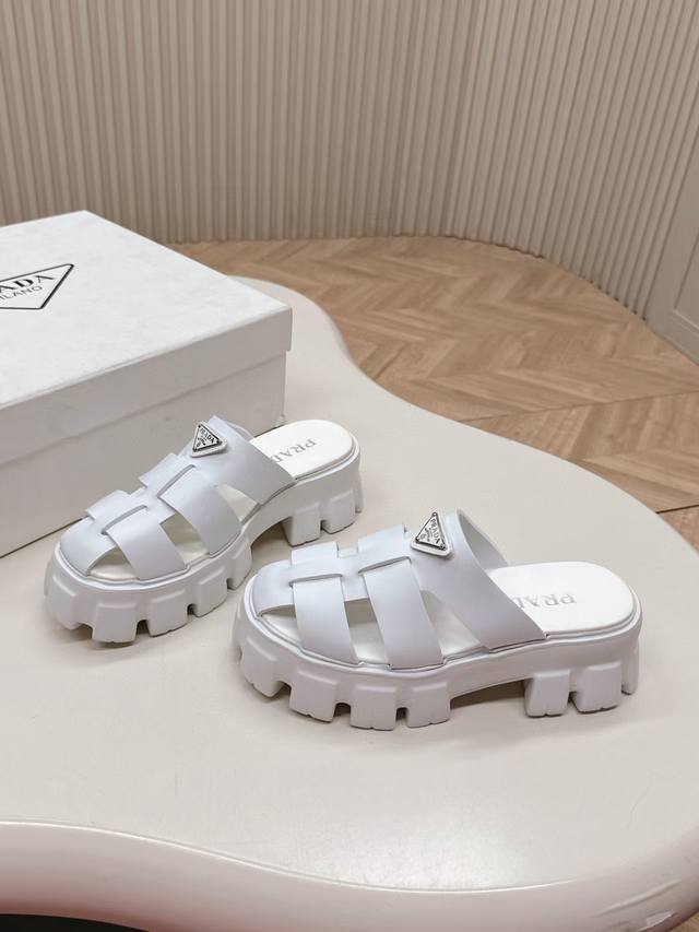 Prada 2025 Spring/Summer Piggy Bank Shoe With Sawtooth Roman Weave Thick Rubber