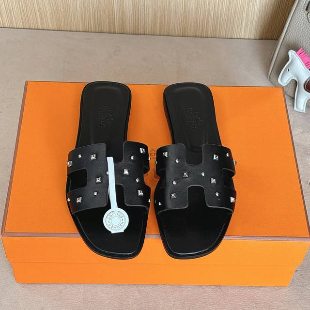 Medor Studded Style Factory Price P Hermes Herm S H-Shaped Slippers Oran Sandal