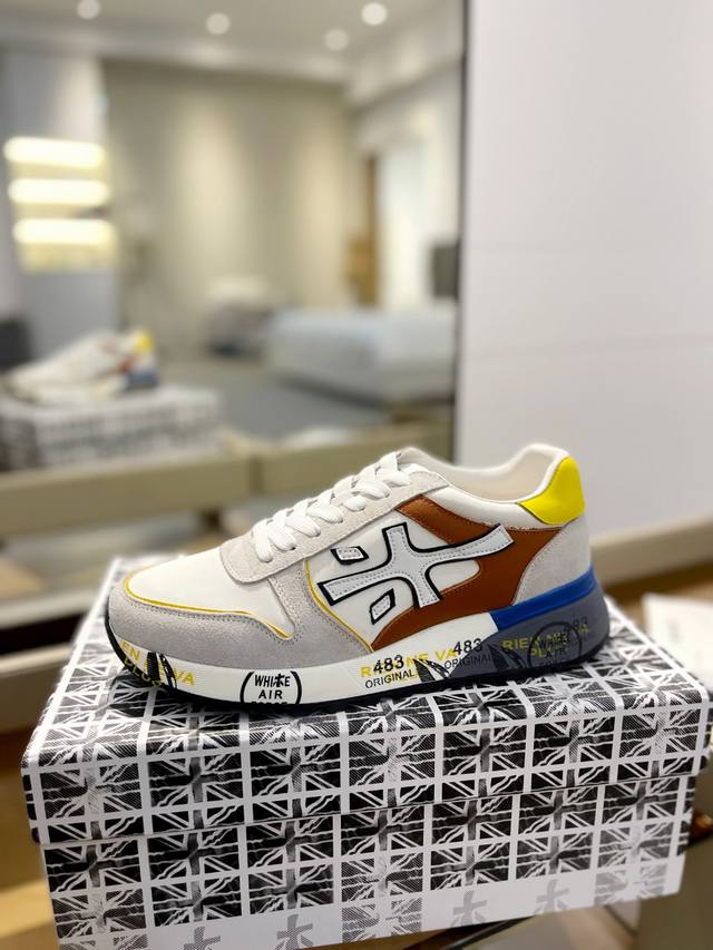 Premiata Lander Trainers Lander Series Cross-Pattern Low-Top Retro Casual Traini