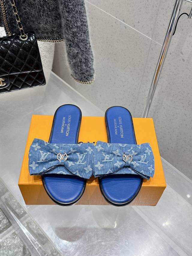 Top-Tier Version Louis Vuitton 25 Spring/Summer New Arrival Bow-Tie Heeled Sanda