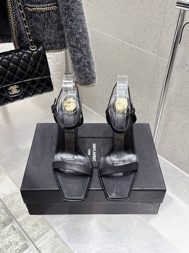 Saint Laurent Ysl New High-Heel Sandals Original Last Top-Quality Shoe Upper: Co