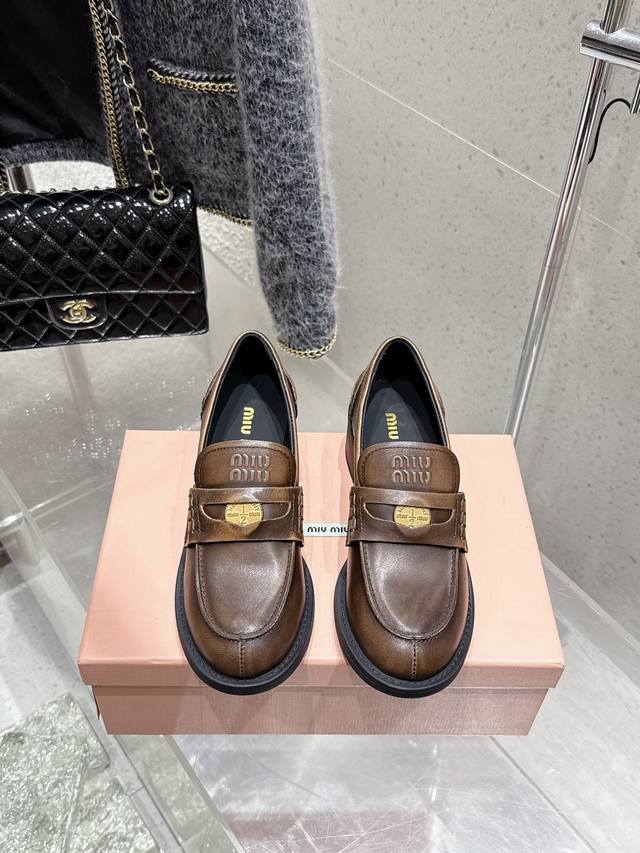 Miu Miu New Thick-Soled Gold Coin Loafers, This Design Is Absolutely Stunning An