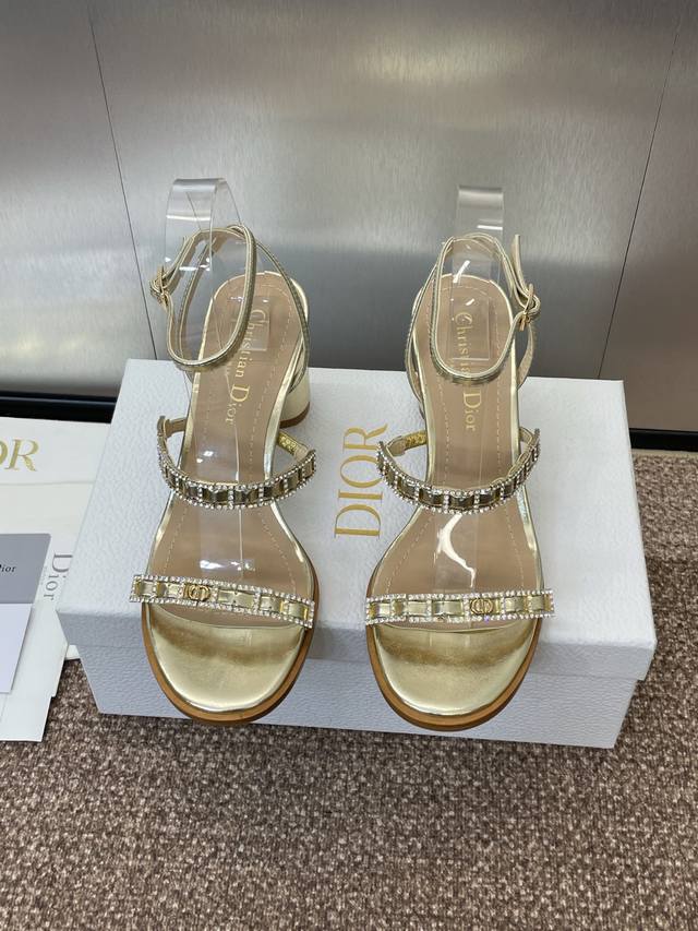 Dior 2025 Spring/Summer New Arrival D-Issime High-Heel Color-Block Crystal Sanda