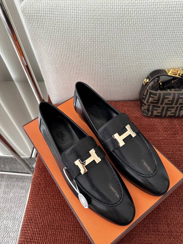 Guangzhou-Made * Paris Retro H Buckle Loafer | Authentic Purchase Grade - Black