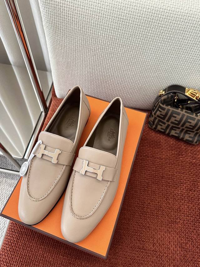Made In Guangdong * Paris Retro H-Buckle Loafer | Authentic Imported - Apricot M
