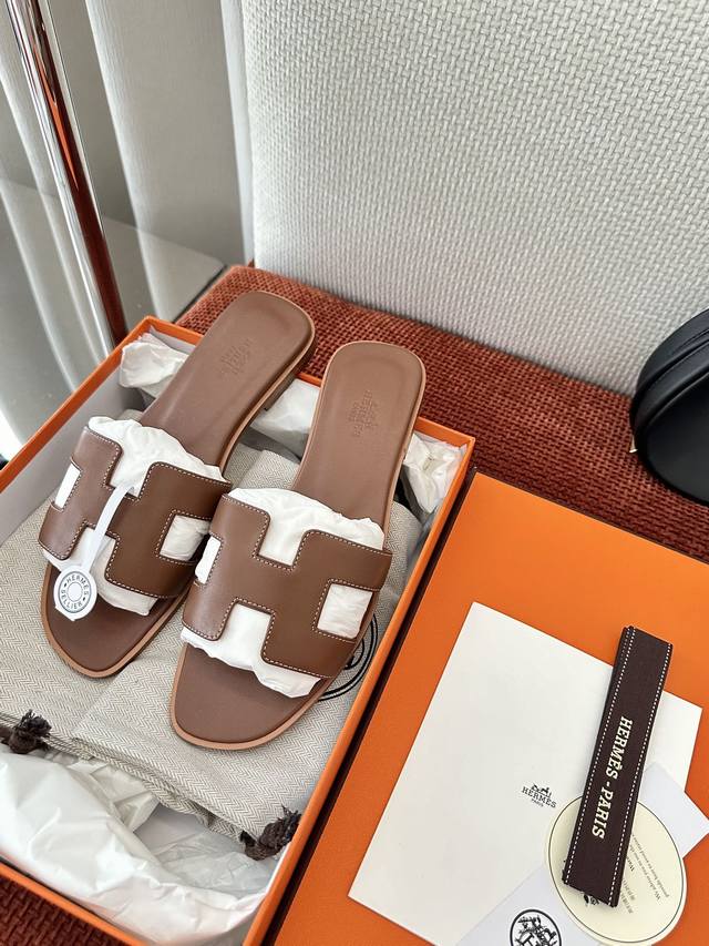 Made In Guangdong * Oran Classic Calfskin H-Strap Sandals | Authentic Purchase,