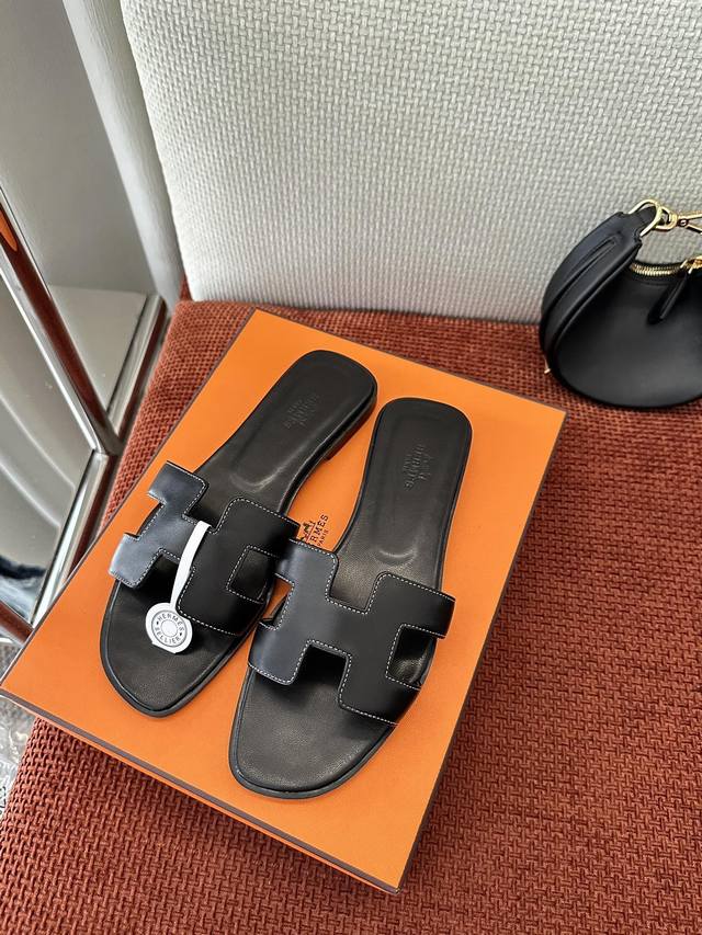 Made In Guangdong * Oran Classic Calf Leather H-Strap Sandals | Authentic Purcha