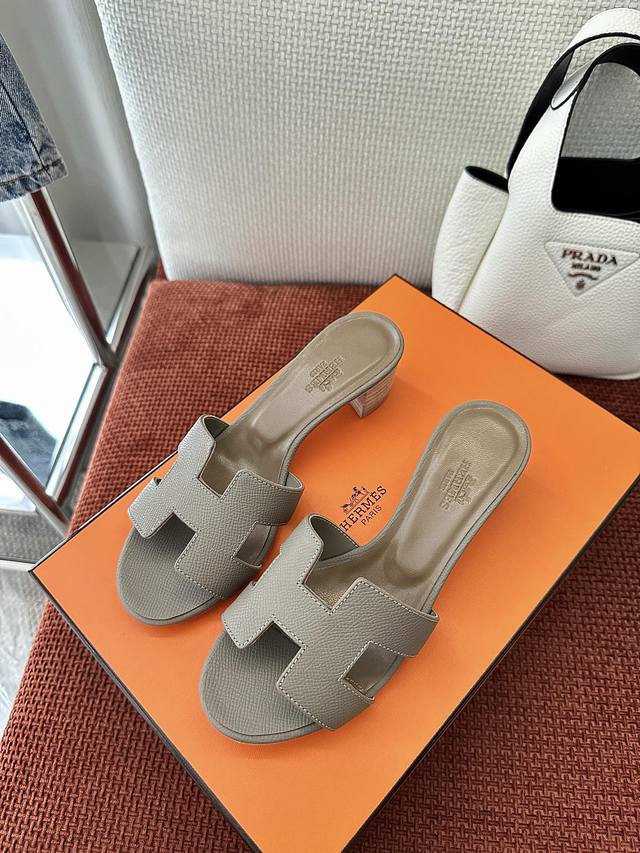 Made In Dongguan * Oasis Calf Leather Mid-Heel H-Strap Sandals | Authentic Purch