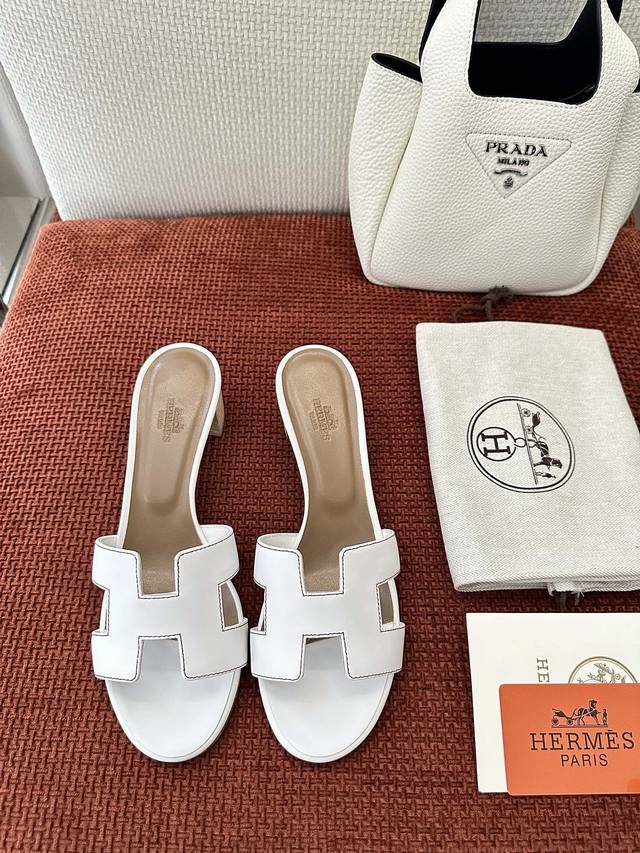 Made In Guangdong * Oasis Calf Leather Mid-Heel H-Strap Sandals | Authentic Purc