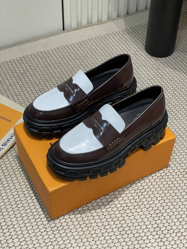 25Ss Spring New Arrival Loui* Vuitee* Lv Record Loafer Thick-Soled Lace-Up Singl
