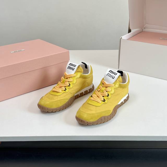 Factory Price High Version! Miu Miu Tyre Lace-Up Casual Sneakers, Dad Shoes. Col