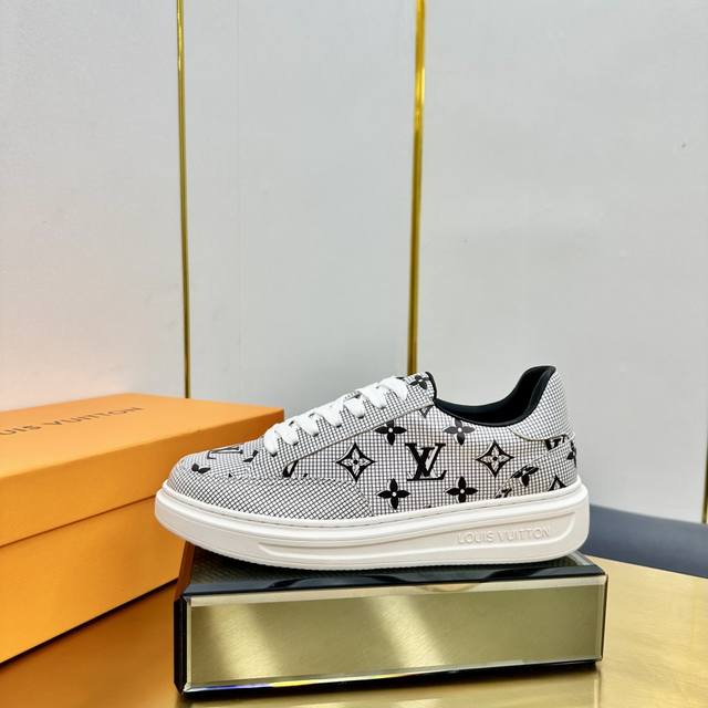 Men's +10!! Lv Official Latest Model Height-Increasing Sneakers, Fabric: Importe