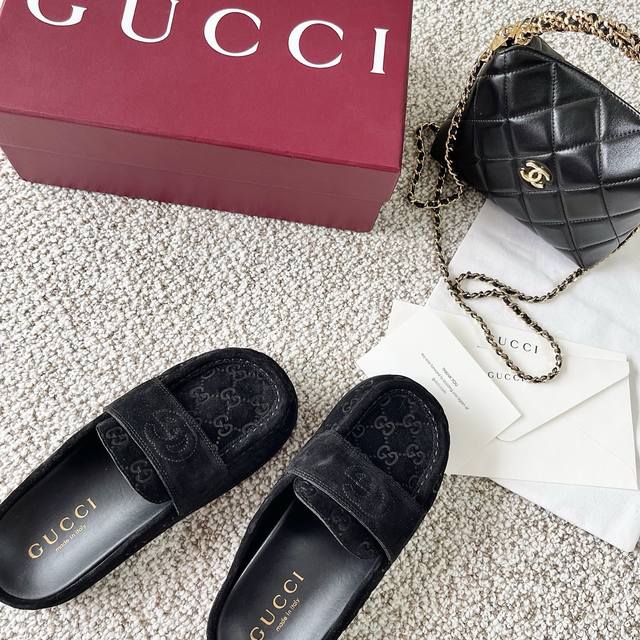 Gucci 2025 New Arrival G-Logo Embossed Mule Slip-On Oxford Shoes, Original Sole,