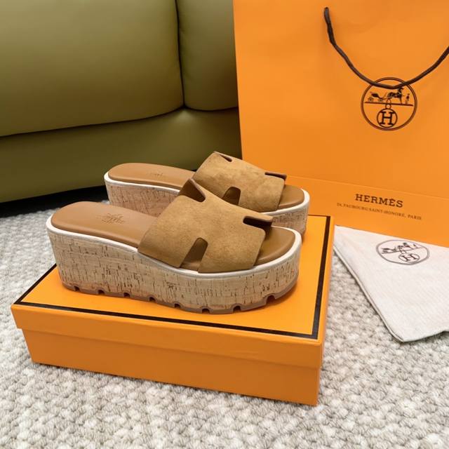Premium Edition Herm S*S H-Line Eze30 Thick-Soled Platform Sandals With Genuine