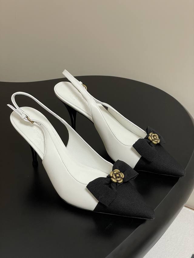 25Ss Early Spring New Arrival Chanel Chanel Pointed-Toe Bow-Knot Open-Back High-