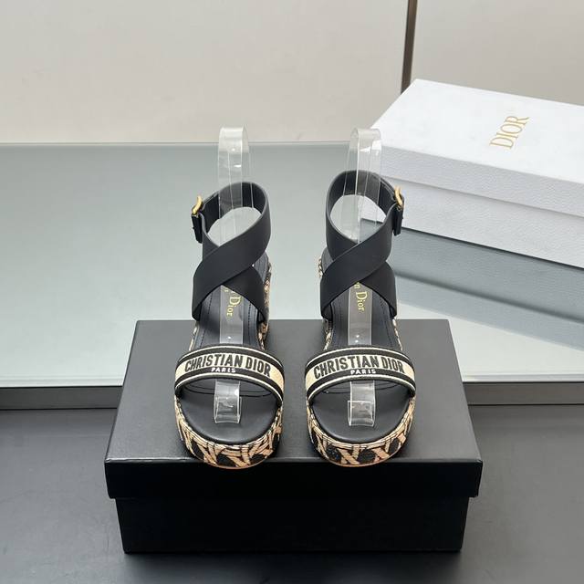 High Version 25Ss Spring/Summer New Arrival Dior D-Attitude Wedge-Heel Sandals W