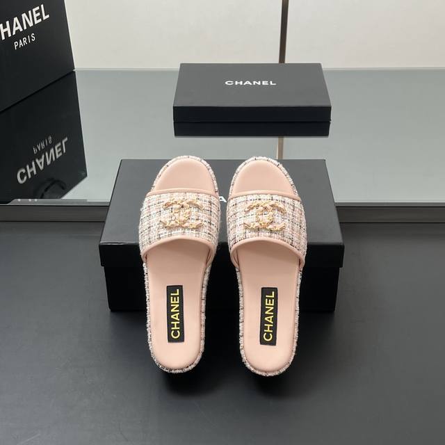 Chanel Woolen Thick-Soled Sandals. The Thick Sole Design Not Only Elongates The