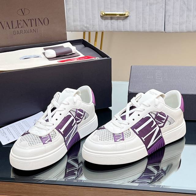 Premium Quality Valentino Garavani Vl7N Mesh Mesh Fabric Calf Leather Low-Top La