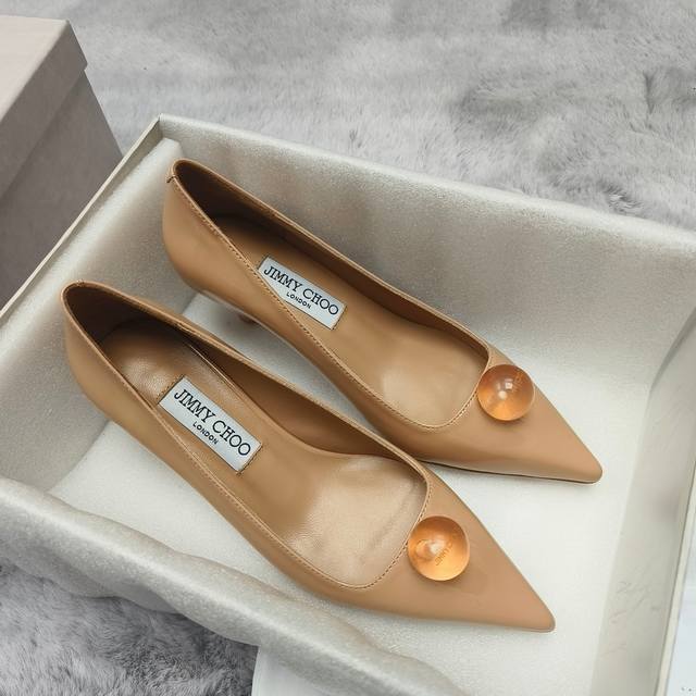 Jimmy Choo Spring New Arrival Treasure-Shaped Water Drop Heel Single-Strap Shoes