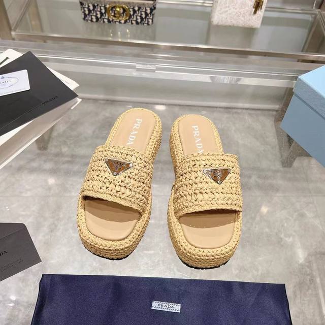 Factory Price Pp: Prada Latest Model: Upper: Original Custom-Made Raffia, Lining