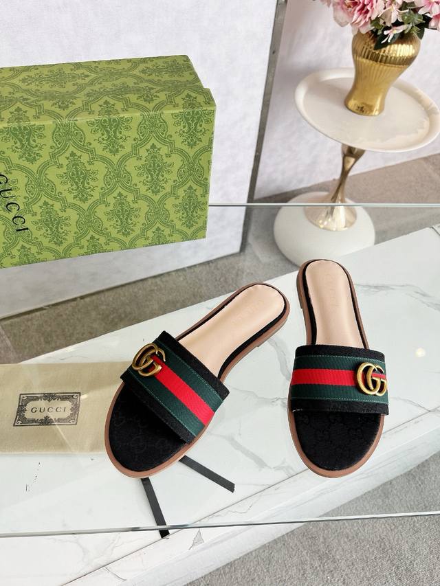 Factory-Made P Rubber Sole, Genuine Leather Sole. 2025 New Gucci Double G Logo F