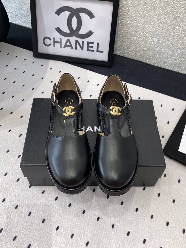 Chanel New Mary Jane Open-Back Sandals. The Iconic Double C Logo Is Paired With