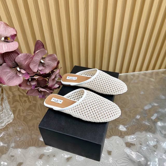 Alaia Classic Retro Mesh Flat Half-Slip-On Sandals. Filled With A Youthful Vibe,