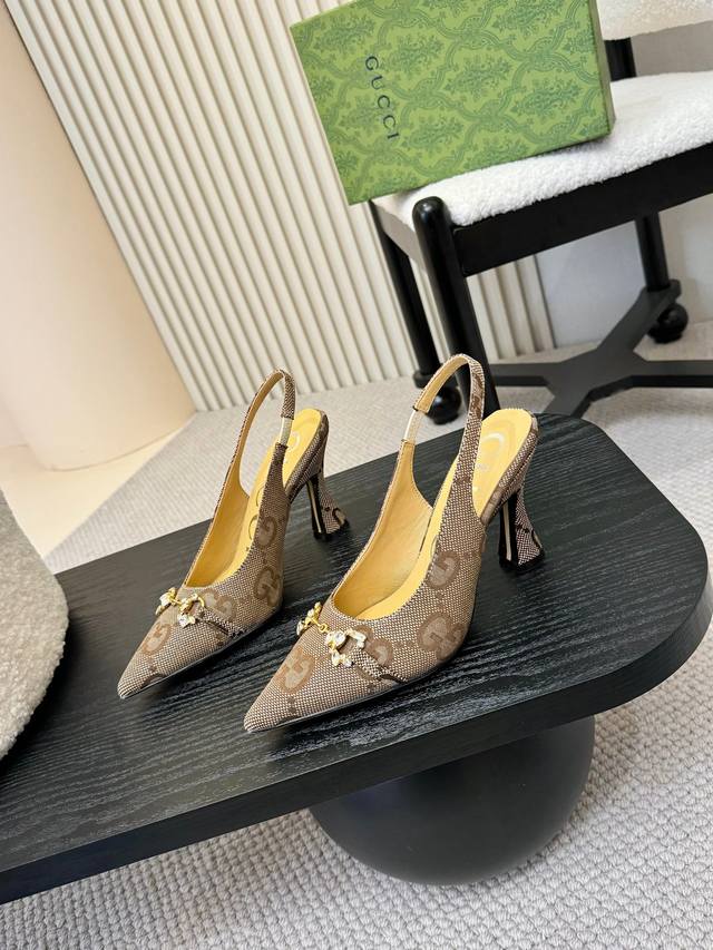 New Arrival! Gucc! New Arrival! New Style Horse Bit Buckle Pointed Toe High-Heel