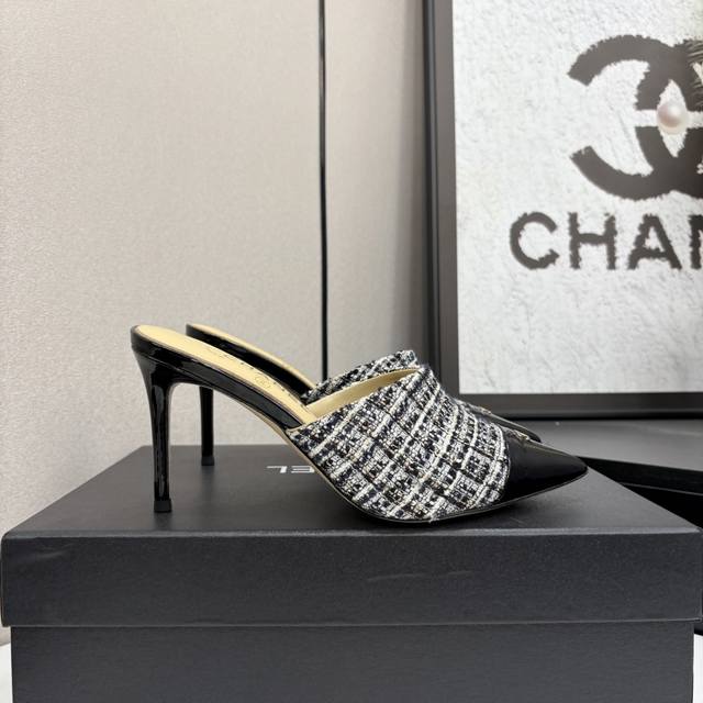 Chanel Classic 2025 Pointed-Toe High-Heel Mock-Strap Sandals With Double C Logo