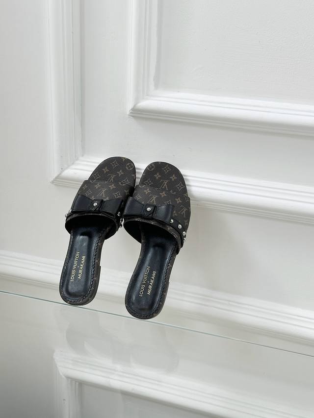 Louis Vuitton Spring/Summer Vintage Pattern Denim Series Flat Sandals With Cat H