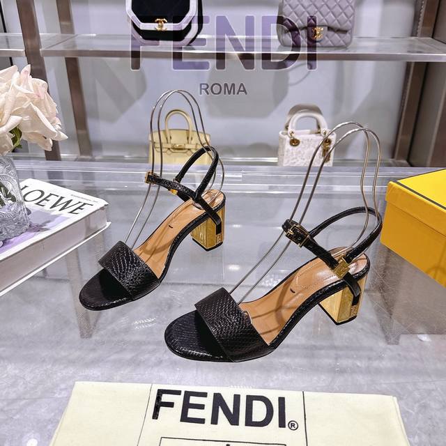 Fendi Delfina Snake-Print Strappy High-Heel Sandals Factory Price: Genuine Leath