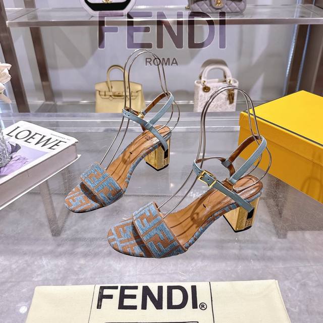 Fendi Delfina Strappy Chenille Metal Heeled Sandals Factory Price: Genuine Leath