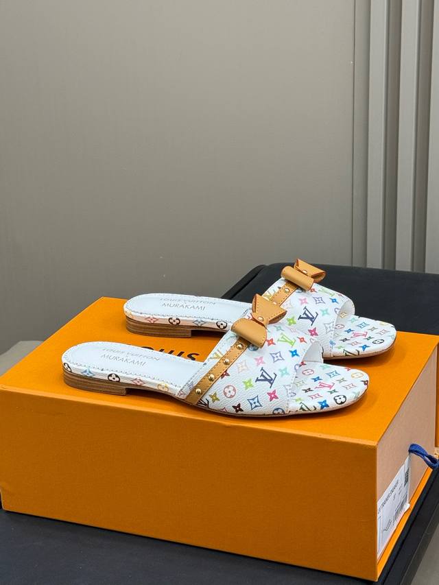 Factory-Made Lv Three-Color Collaboration Bow-Knot Slippers. Elegant Yet Bold, T