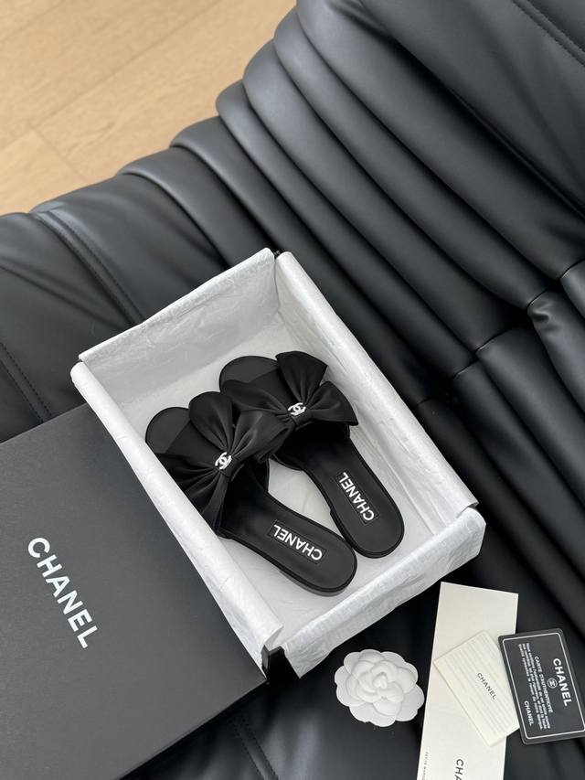 Chanel 24S Early Spring New Arrival Bow-Knot Slippers. The Same High-Quality Ver