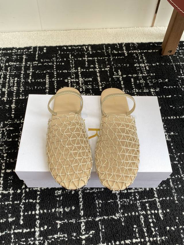 Premium-Grade The Row 25Ss Classic Ballet-Inspired Half-Slip-On Woven-Face Sanda