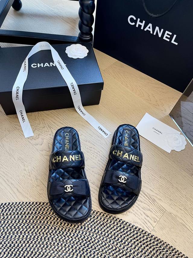 Chanel 24 New Thick-Soled Bow-Knot Slippers Upper: Lambskin Lining: Lambskin Siz