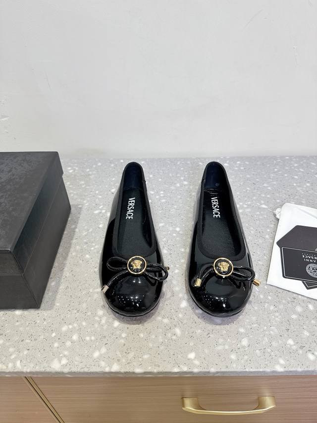 Versace Spring/Summer New Arrival Bow Mary Jane Flats Milan Runway-Inspired Mini