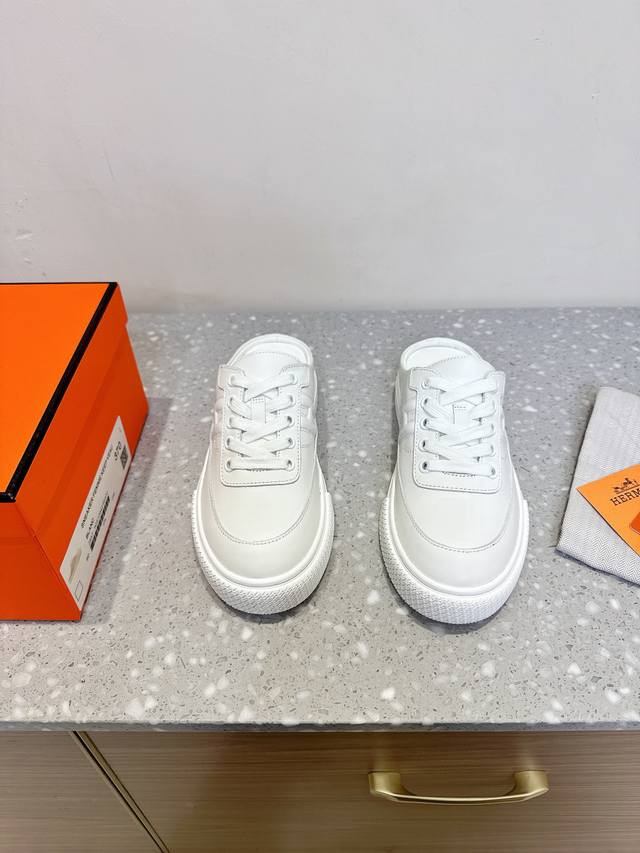 Herm S 25Ss Spring/Summer New Arrival H-Strap Backless Slip-On Sneakers Craftsma