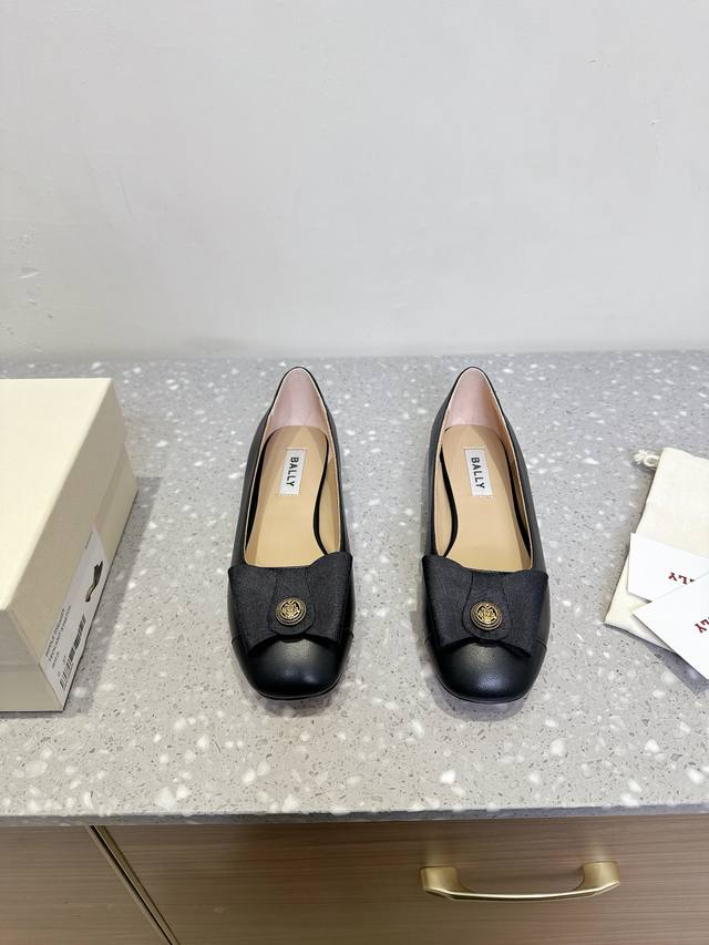 Bally 25Ss Spring/Summer New Arrival Woven Ribbon Bow Buckle Flat Ballet Shoes.