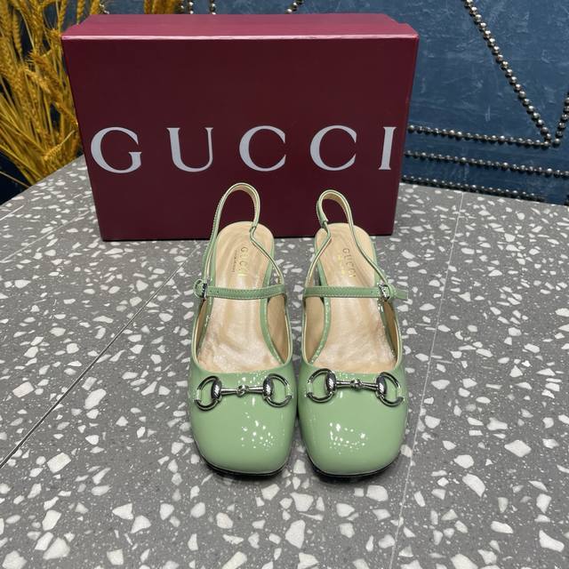 G New Gucci Horsebit Buckle Back-Tied Strappy Sandals With Chunky Heel And Paten