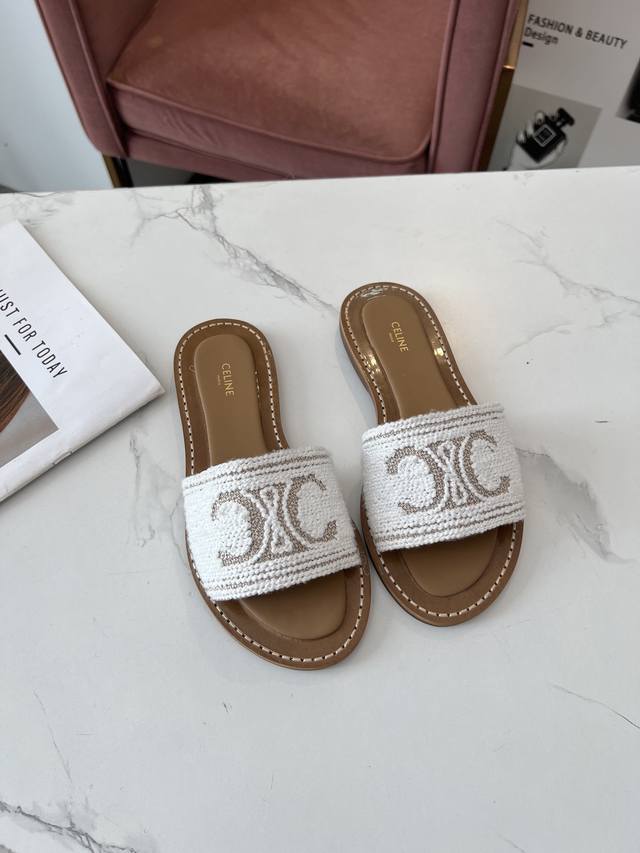 Celine Spring/Summer New Arrival Half-Slip-On Sandals Feature An Upper Crafted U