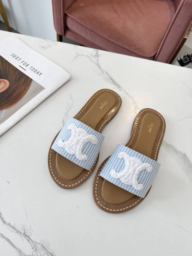 Celine Spring/Summer New Arrival Half-Slip-On Sandals Feature An Upper Made From