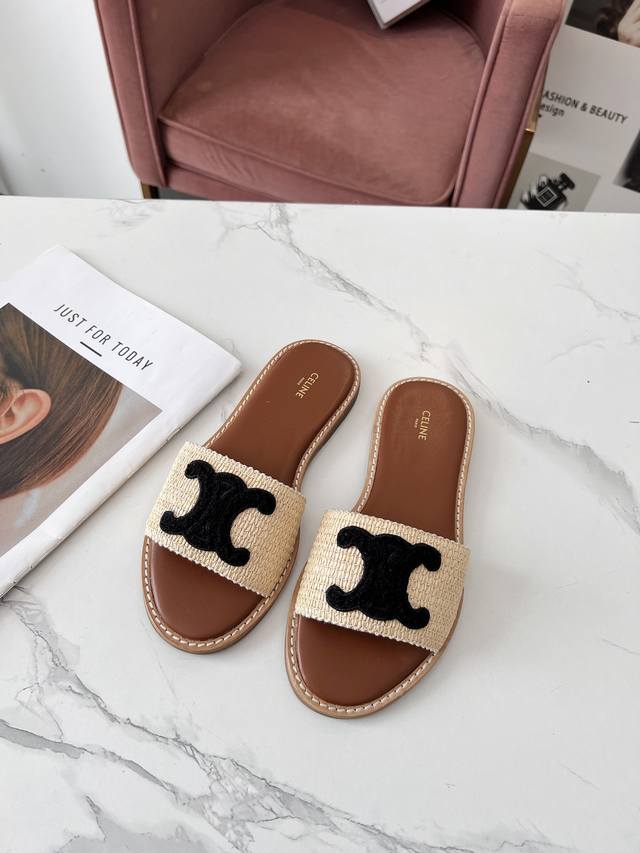 Celine Spring/Summer New Arrival Half-Slip-On Shoes: Upper Made From Original Cu