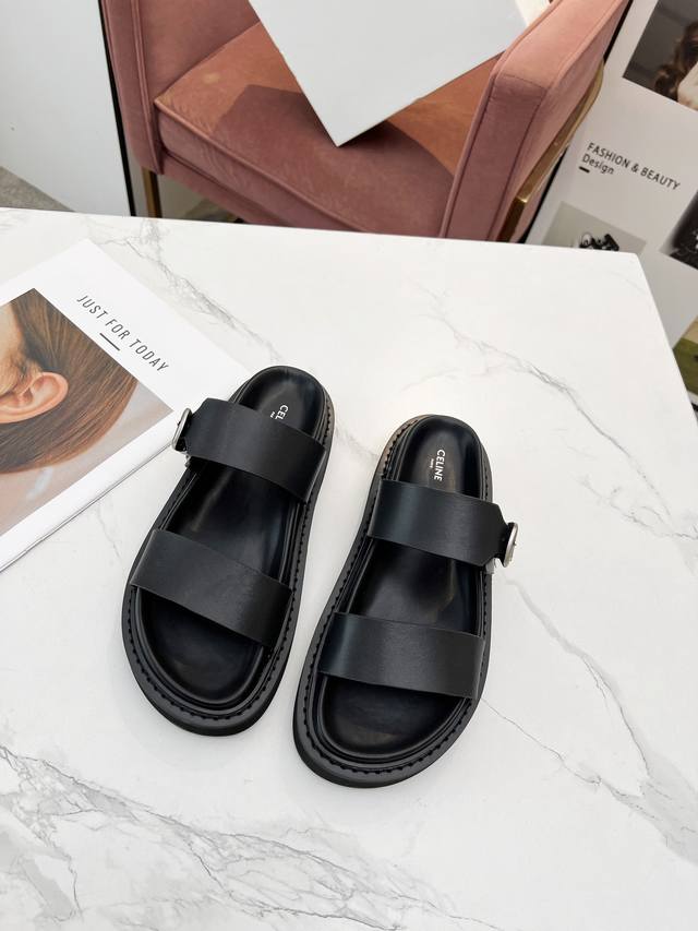 Celine Spring/Summer New Arrival Sandals With Metal Buckle Decorations, Original