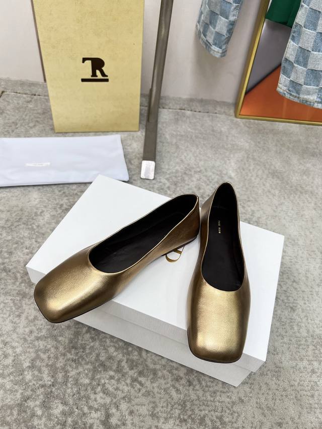 High-Quality Factory-Direct The Row 2025 Spring/Summer New Square-Toe Single-Str